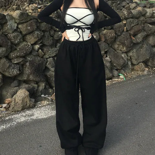 Daily Fleece-lined Wide Pants Jogger Training Tracksuit Basic