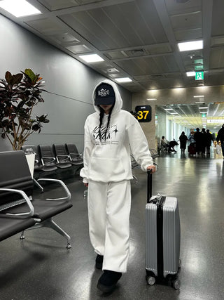 Daily Fleece-lined Wide Pants Jogger Training Tracksuit Basic