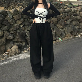 Daily Fleece-lined Wide Pants Jogger Training Tracksuit Basic