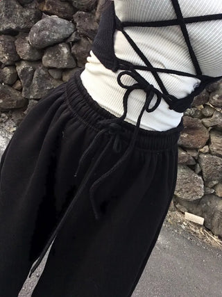 Daily Fleece-lined Wide Pants Jogger Training Tracksuit Basic