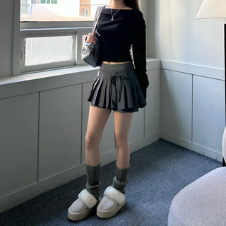 Drape Neck Shirred Off-shoulder Long Sleeve Tee Daily