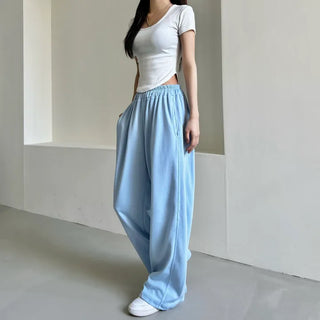 Daily Long Wide Pants Cut-out Leg-Lengthening Fit Elastic
