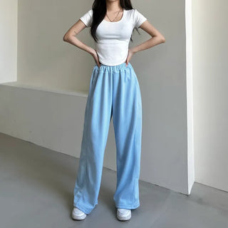 Daily Long Wide Pants Cut-out Leg-Lengthening Fit Elastic