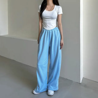Daily Long Wide Pants Cut-out Leg-Lengthening Fit Elastic