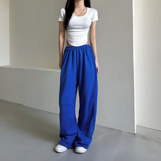 Daily Long Wide Pants Cut-out Leg-Lengthening Fit Elastic