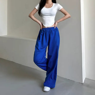 Daily Long Wide Pants Cut-out Leg-Lengthening Fit Elastic