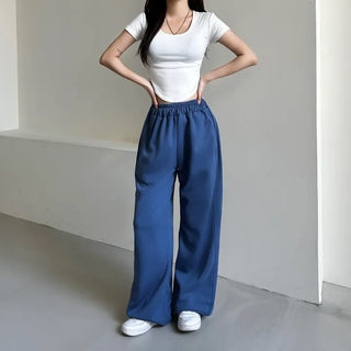 Daily Long Wide Pants Cut-out Leg-Lengthening Fit Elastic