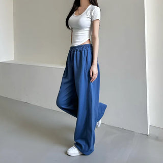 Daily Long Wide Pants Cut-out Leg-Lengthening Fit Elastic