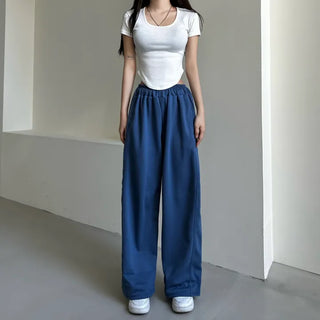Daily Long Wide Pants Cut-out Leg-Lengthening Fit Elastic
