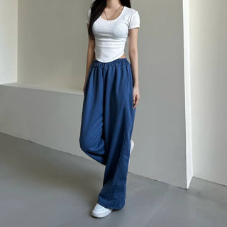 Daily Long Wide Pants Cut-out Leg-Lengthening Fit Elastic