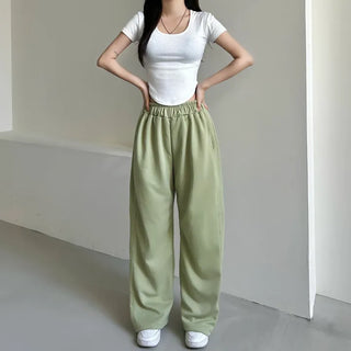 Daily Long Wide Pants Cut-out Leg-Lengthening Fit Elastic