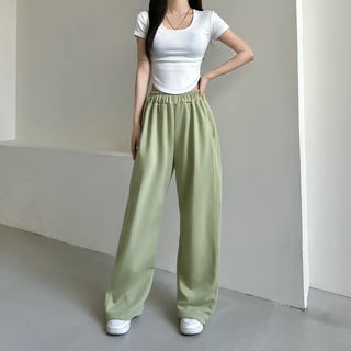 Daily Long Wide Pants Cut-out Leg-Lengthening Fit Elastic