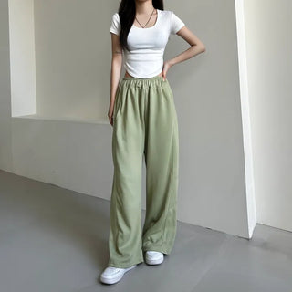 Daily Long Wide Pants Cut-out Leg-Lengthening Fit Elastic