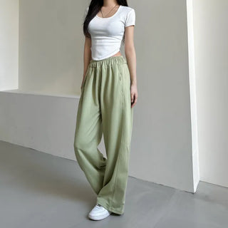 Daily Long Wide Pants Cut-out Leg-Lengthening Fit Elastic