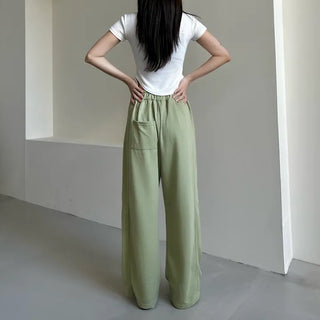 Daily Long Wide Pants Cut-out Leg-Lengthening Fit Elastic