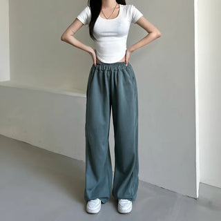 Daily Long Wide Pants Cut-out Leg-Lengthening Fit Elastic