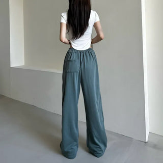 Daily Long Wide Pants Cut-out Leg-Lengthening Fit Elastic