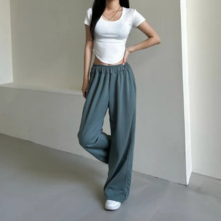 Daily Long Wide Pants Cut-out Leg-Lengthening Fit Elastic