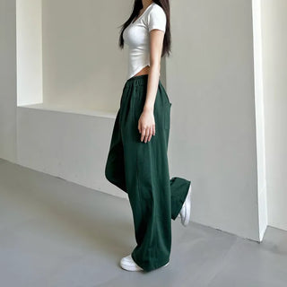 Daily Long Wide Pants Cut-out Leg-Lengthening Fit Elastic