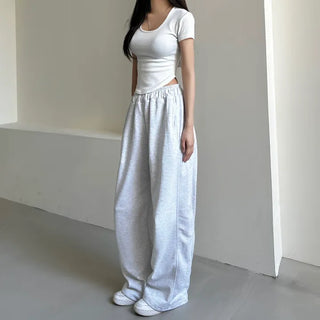 Daily Long Wide Pants Cut-out Leg-Lengthening Fit Elastic