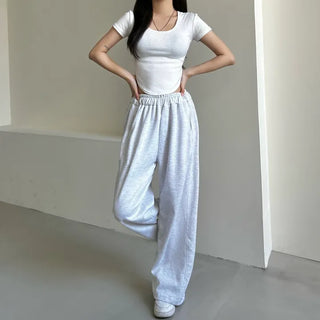 Daily Long Wide Pants Cut-out Leg-Lengthening Fit Elastic
