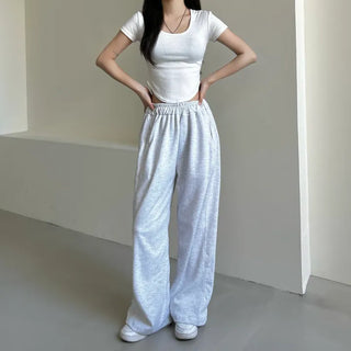 Daily Long Wide Pants Cut-out Leg-Lengthening Fit Elastic