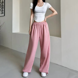 Daily Long Wide Pants Cut-out Leg-Lengthening Fit Elastic