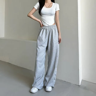 Daily Long Wide Pants Cut-out Leg-Lengthening Fit Elastic