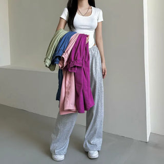 Daily Long Wide Pants Cut-out Leg-Lengthening Fit Elastic