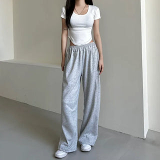 Daily Long Wide Pants Cut-out Leg-Lengthening Fit Elastic