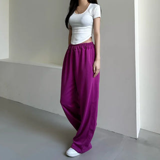 Daily Long Wide Pants Cut-out Leg-Lengthening Fit Elastic