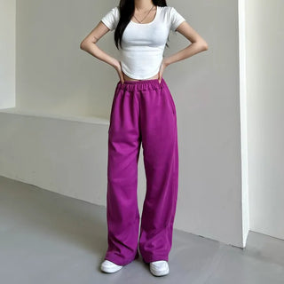 Daily Long Wide Pants Cut-out Leg-Lengthening Fit Elastic