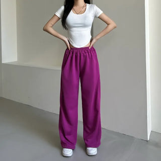 Daily Long Wide Pants Cut-out Leg-Lengthening Fit Elastic