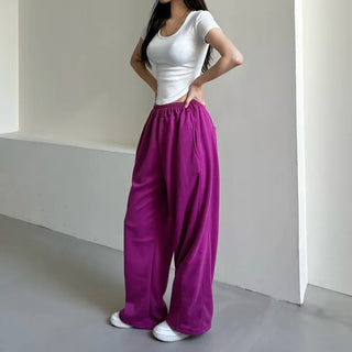 Daily Long Wide Pants Cut-out Leg-Lengthening Fit Elastic