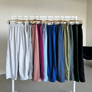 Daily Long Wide Pants Cut-out Leg-Lengthening Fit Elastic