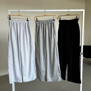 Daily Long Wide Pants Cut-out Leg-Lengthening Fit Elastic