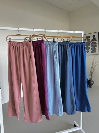 Daily Long Wide Pants Cut-out Leg-Lengthening Fit Elastic
