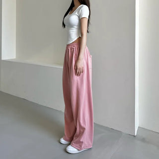 Daily Long Wide Pants Cut-out Leg-Lengthening Fit Elastic
