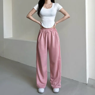 Daily Long Wide Pants Cut-out Leg-Lengthening Fit Elastic