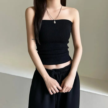 Spandex Ribbed Tube Top Sleeveless Layered Summer Vacation