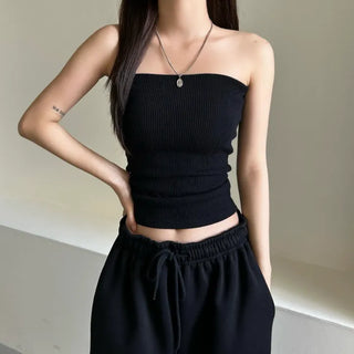 Spandex Ribbed Tube Top Sleeveless Layered Summer Vacation