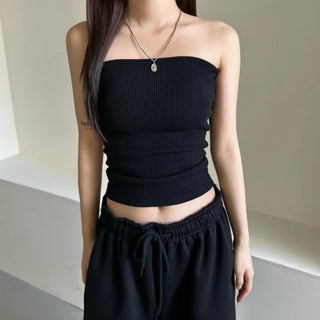 Spandex Ribbed Tube Top Sleeveless Layered Summer Vacation