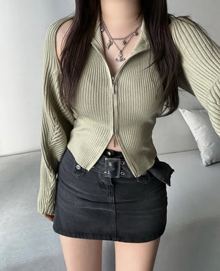 Two-Way Halter Neck Zipper Bolero Cardigan Set Sleeveless