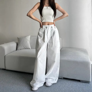 Crinkly String Nylon Cargo Pants Wide Jogger Training