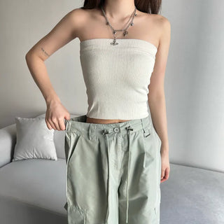 Crinkly String Nylon Cargo Pants Wide Jogger Training