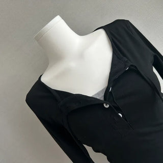 Button Layered Long Sleeve Tee Y2K Unique Daily