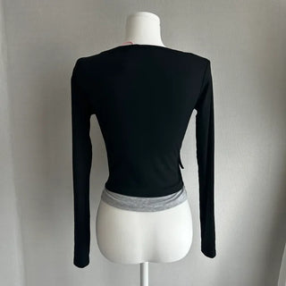 Button Layered Long Sleeve Tee Y2K Unique Daily