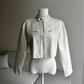 Crop Leather Rider Jacket Spring Outerwear New Arrivals