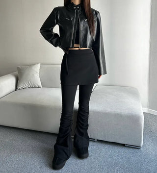 Crop Leather Rider Jacket Spring Outerwear New Arrivals
