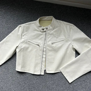 Crop Leather Rider Jacket Spring Outerwear New Arrivals
